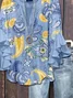 Women Floral Half Sleeve Shirt Summer Printing V Neck Daily Casual Top