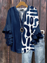 Women Abstract Half Sleeve Shirt Summer Printing V Neck Daily Casual Top