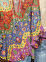 Women Floral Half Sleeve Shirt Summer Printing V Neck Daily Casual Top