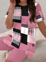 Women Abstract Stripes Printing Two-Piece Set Daily Short Sleeve Casual Summer Top With Pants Matching Set