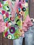 Women Floral Half Sleeve Shirt Summer Printing V Neck Daily Casual Top