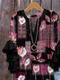 Women Floral Half Sleeve Shirt Summer Printing V Neck Daily Casual Top