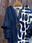 Women Abstract Half Sleeve Shirt Summer Printing V Neck Daily Casual Top