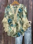 Women Floral Half Sleeve Shirt Summer Printing V Neck Daily Casual Top