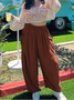 Women Plain Long Elastic Waist Pants Casual Spring/Fall Trousers
