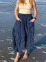 Women Plain Long Elastic Waist Pants Casual Spring/Fall Trousers