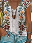 Women Floral Short Sleeve Tee T-shirt V Neck Printing Casual Summer Graphic Tee Top