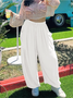 Women Plain Long Elastic Waist Pants Casual Spring/Fall Trousers