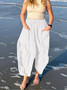 Women Plain Long Elastic Waist Pants Casual Spring/Fall Trousers