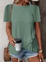 Women Geometric Short Sleeve Tee T-shirt Crew Neck Jacquard Casual Summer Top