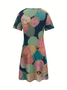 Women Floral Short Sleeve Summer Dress V Neck Daily Casual Midi Fit & Flare Dress A-Line Dress