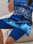 Women Abstract Printing Two-Piece Set Daily Short Sleeve Casual Summer Top With Pants Matching Set