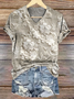 Women Floral Short Sleeve Tee T-shirt V Neck Printing Casual Summer Graphic Tee Top