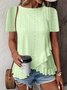 Women Geometric Short Sleeve Tee T-shirt Crew Neck Jacquard Casual Summer Top
