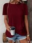 Women Geometric Short Sleeve Tee T-shirt Crew Neck Jacquard Casual Summer Top