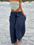 Women Plain Long Elastic Waist Pants Casual Spring/Fall Trousers