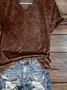 Women Floral Short Sleeve Tee T-shirt V Neck Printing Casual Summer Graphic Tee Top