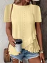 Women Geometric Short Sleeve Tee T-shirt Crew Neck Jacquard Casual Summer Top