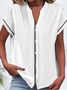 Women Abstract Short Sleeve Shirt Summer Printing V Neck Daily Casual Top