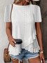 Women Geometric Short Sleeve Tee T-shirt Crew Neck Jacquard Casual Summer Top