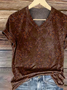 Women Floral Short Sleeve Tee T-shirt V Neck Printing Casual Summer Graphic Tee Top