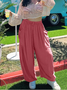 Women Plain Long Elastic Waist Pants Casual Spring/Fall Trousers