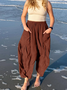 Women Plain Long Elastic Waist Pants Casual Spring/Fall Trousers