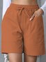 Women Plain Fifth Pants Straight Pants Casual Summer Shorts