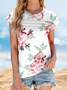 Women Striped Short Sleeve Tee T-shirt Crew Neck Printing Casual Summer Top