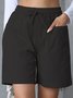 Women Plain Fifth Pants Straight Pants Casual Summer Shorts
