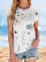 Women Striped Short Sleeve Tee T-shirt Crew Neck Printing Casual Summer Top