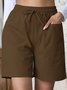 Women Plain Fifth Pants Straight Pants Casual Summer Shorts