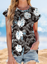 Women Striped Short Sleeve Tee T-shirt Crew Neck Printing Casual Summer Top