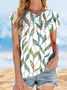 Women Striped Short Sleeve Tee T-shirt Crew Neck Printing Casual Summer Top