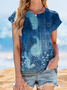 Women Striped Short Sleeve Tee T-shirt Crew Neck Printing Casual Summer Top