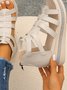New Summer Sandals For Women Soft Leather Wedge Heel Rhinestone Thick-soled Roman Sandals Elegant Hollow Sandals