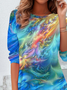 Women Abstract Long Sleeve Tee T-shirt Crew Neck Printing Casual Spring/Fall Tunic Top