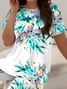 Women Floral Printing Two-Piece Set Daily Short Sleeve Casual Summer Top With Pants Matching Set