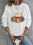 Women Halloween (pumpkin) Crew Neck Printing Casual Spring/Fall Long Sleeve Sweatshirt