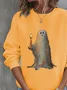Women Halloween Crew Neck Printing Casual Spring/Fall Long Sleeve Sweatshirt