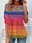 Women Floral Long Sleeve Tee T-shirt Crew Neck Printing Casual Spring/Fall Tunic Top