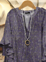 Women Floral Half Sleeve Shirt Summer Printing V Neck Daily Casual Top