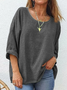 Women Plain Three Quarter Sleeve Tee T-shirt Crew Neck Casual Spring/Fall Top