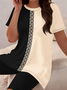 Women Geometric Printing Two-Piece Set Daily Short Sleeve Casual Summer Top With Pants Matching Set