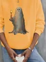 Women Halloween Crew Neck Printing Casual Spring/Fall Long Sleeve Sweatshirt