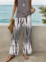Women Striped Printing Two-Piece Set Daily Sleeveless Casual Summer Top With Pants Matching Set