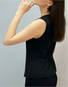Women Sleeveless Tank Top Camisole Summer Plain Buckle V Neck Daily Simple Top