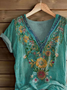 Women Floral Short Sleeve Tee T-shirt V Neck Printing Casual Summer Graphic Tee Top