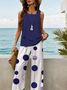 Women Polka Dots Printing Two-Piece Set Daily Sleeveless Casual Summer Top With Pants Matching Set