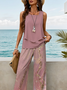 Women Abstract Printing Two-Piece Set Daily Sleeveless Casual Summer Top With Pants Matching Set